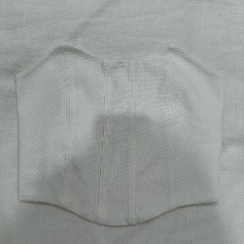White Strapless Crop Top